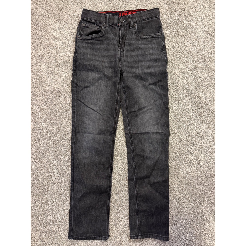 Levis 514 Jeans Boys 16 Black Straight Fit Stretch Regular Faded Denim
